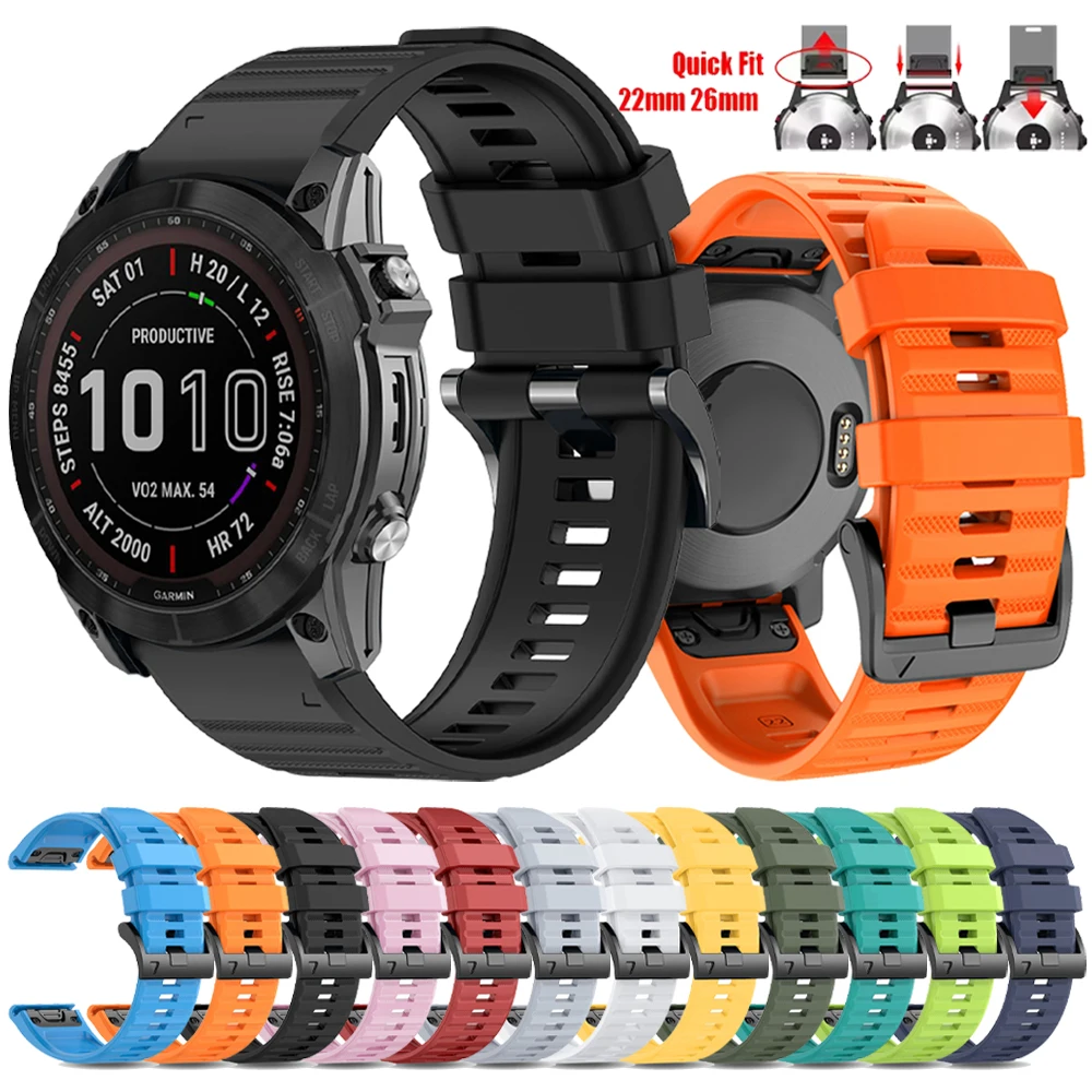 Premium Silicone Watch Band - QuickFit 22mm/26mm Strap in Assorted Colors