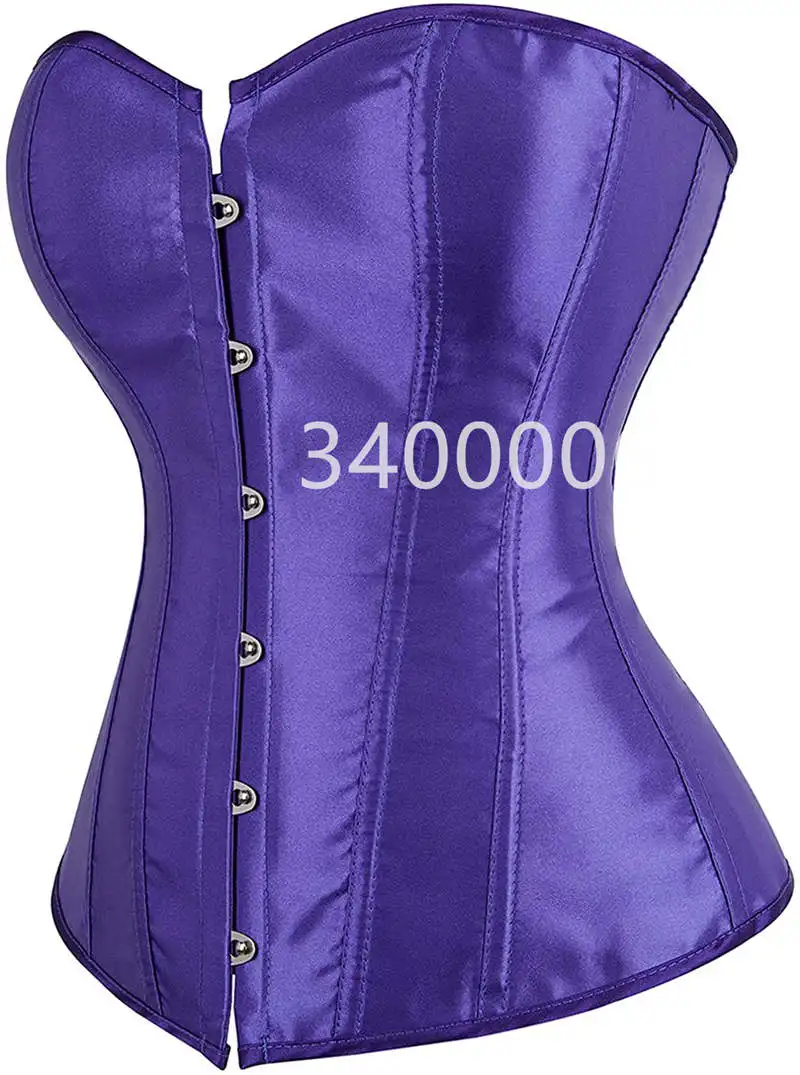 Description Picture 4 of itemCaudatus Purple Corset Top For Women Bustiers Overbust Satin Sexy Lace Up Corselet Brocade Vintage Style Korsett Plus Size