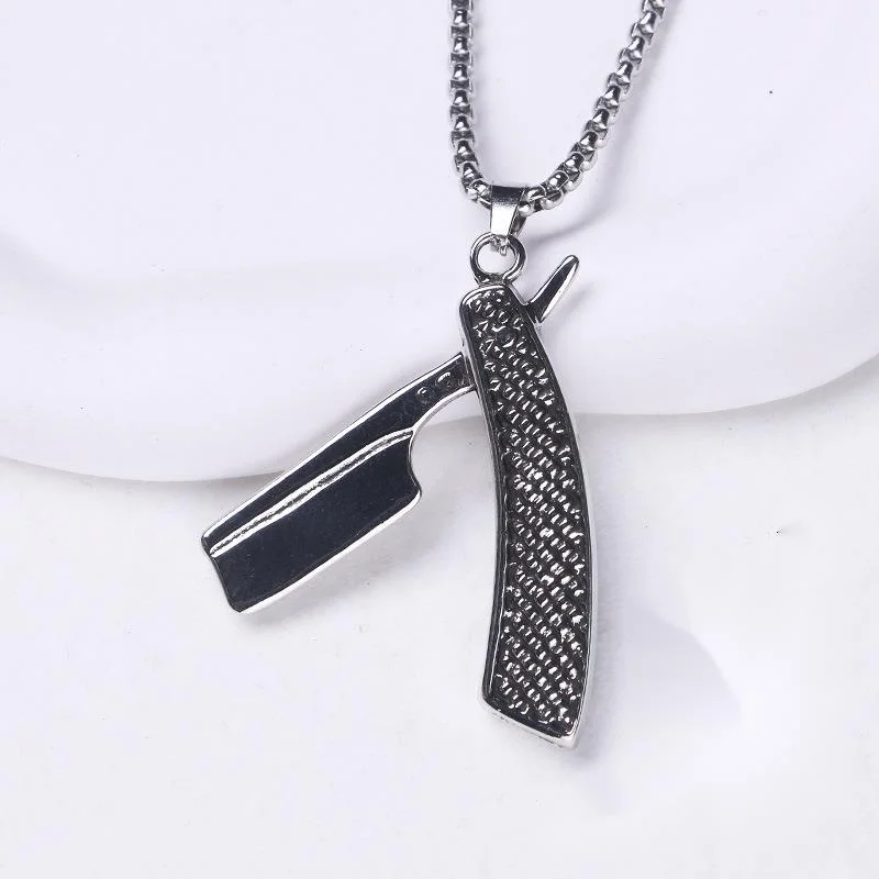 Hip Hop New Razor Personalized Unisex Trendy Titanium Steel Necklace Accessories Sweater Chain _voghion.com