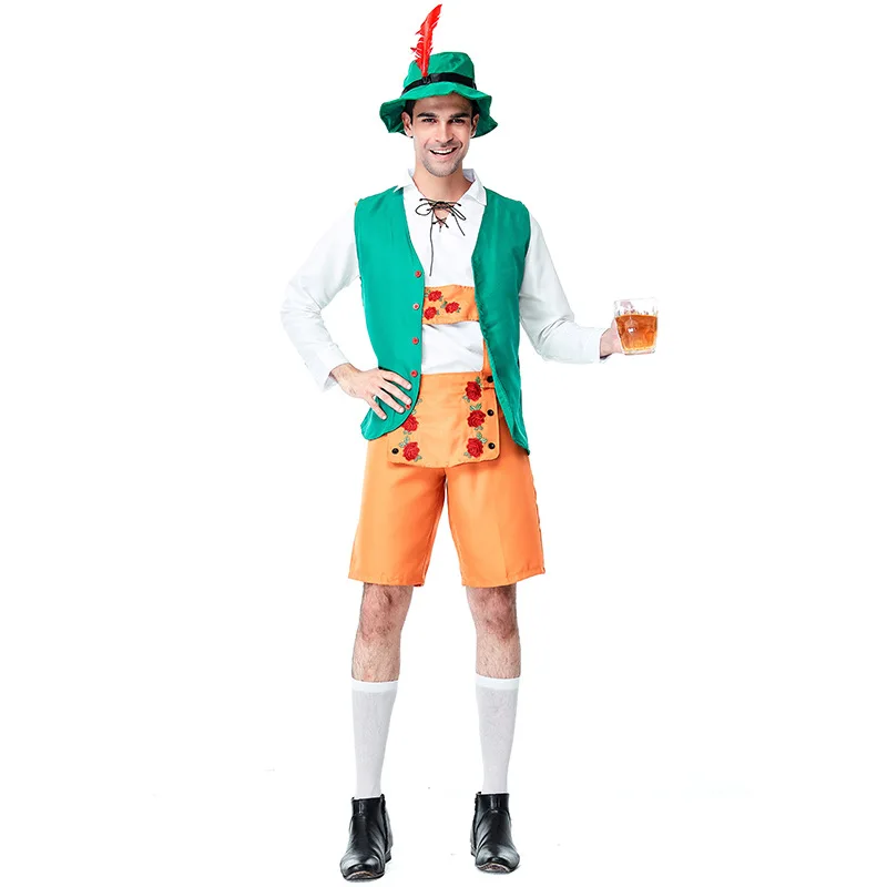 

Adult Men German Traditional Beer Festival Oktoberfest T Shirt Vest Playsuits Halloween Cosplay Costumes Role Play Outfit