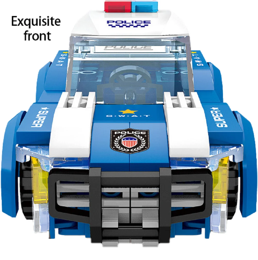 DIY Building Block Police Car Toy Set Creative Educational Patrol Vehicle  for Kids Fun Assembly Puzzle Playset 3