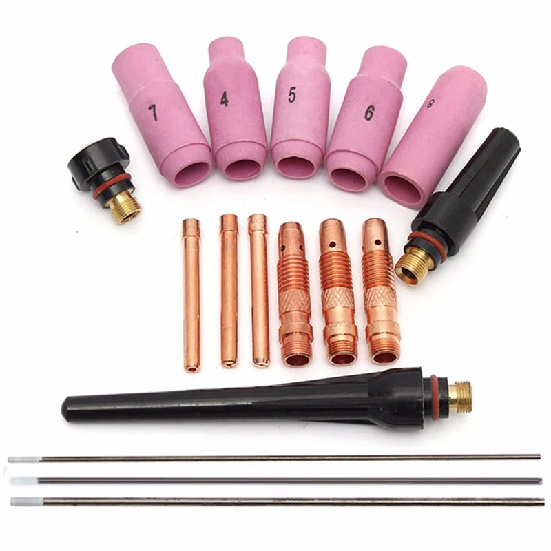 TIG Welding Torch Gas Lens Kit – Transparent Glass Cup & Collet Body For WP-17/18/26 (2.4mm)