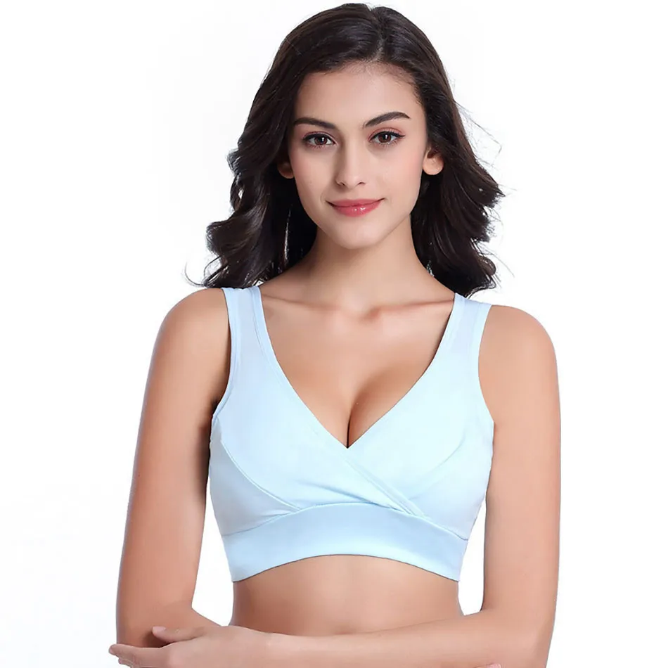 Pregnant Women Tank Tops Maternity Wide Shoulder Strap Comfort Bralette Without Underwire Cross Over Breastfeeding Bra Women Bra 5
