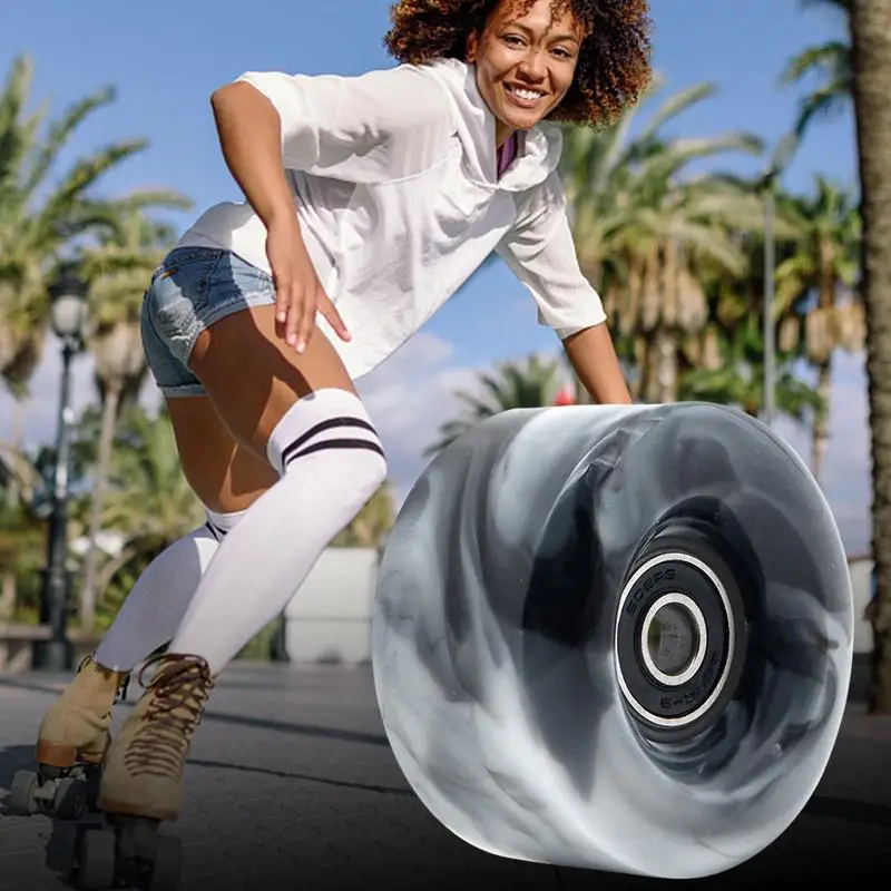 Roller Skating Wheels Roller Skate Wheels Indoor Roller Skate Wheel With Bearing PU Wheel Installed Quad Skates And Skateboard Indoor/Outdoor Use