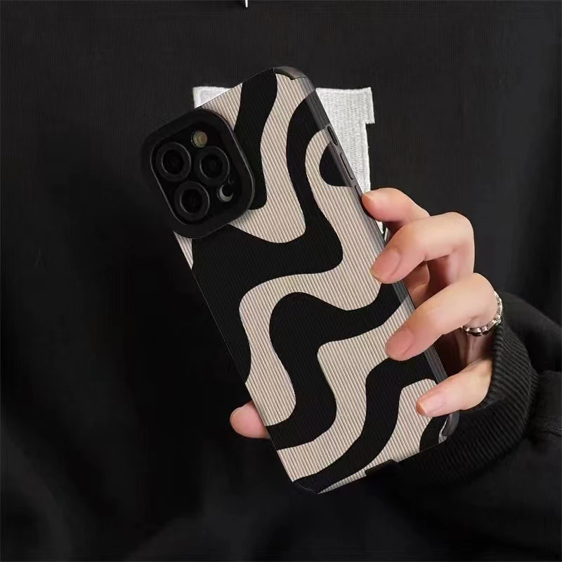 Fashion Zebra Stripe Black White Phone Case For iPhone 14 11 12 13 15 Pro Max 14 15 7 8 Plus X XS Max XR Shockproof Soft Cover