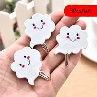 3Pcs/Set Cloud Shape Self Adhesive Key Hanging Hook/ Multifunction Wall Mounted Clothes Towel Door Hook/ Kids Room Hanger 1