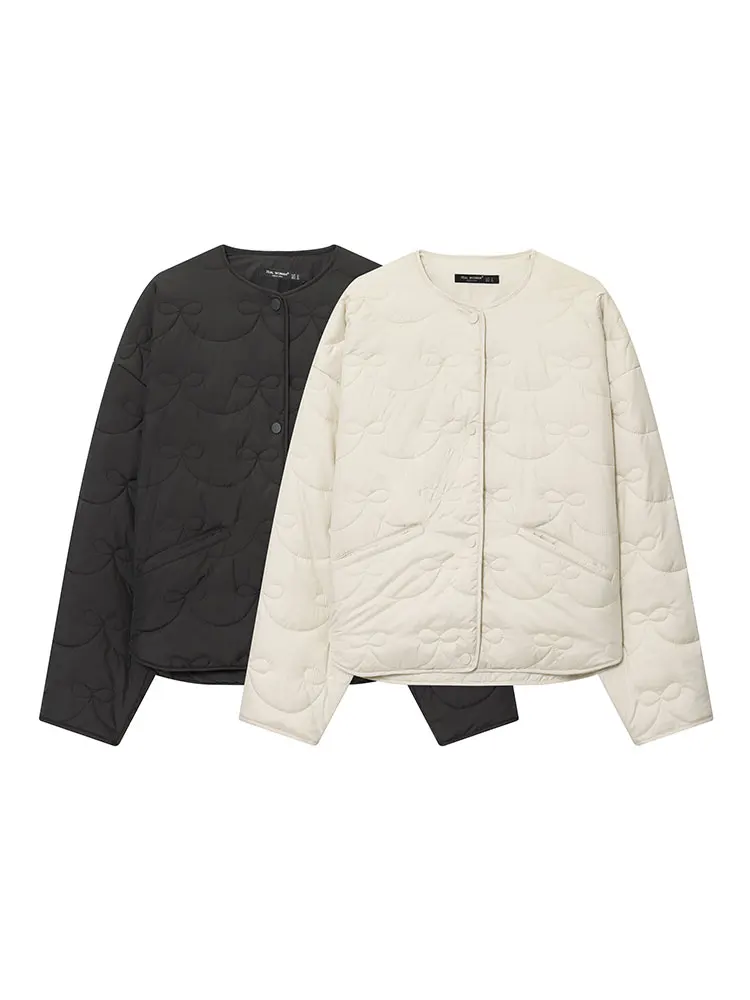 HH Winter Women Casual Quilted Coats Single Breasted O Neck Long Sleeve Jackets Autumn Simple Solid Office Lady Chic Outwear