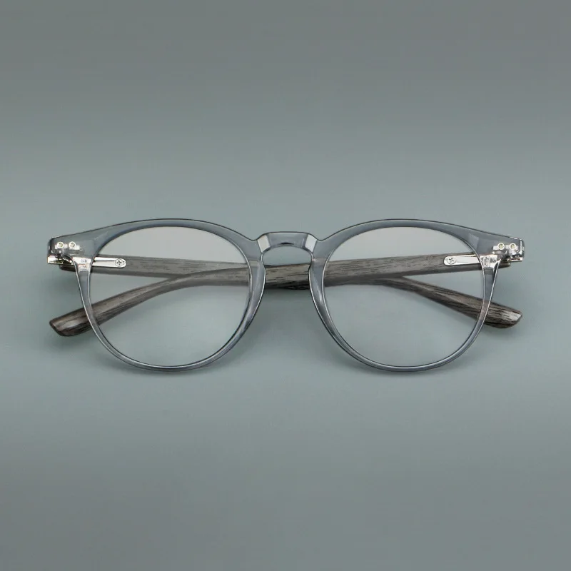 MOMOJA Mode Retro Runde Männer und Frauen Gläser Ultra Licht Große Größe Holzmaserung Farbe Optische Brillen Rahmen 003 – Detail 5