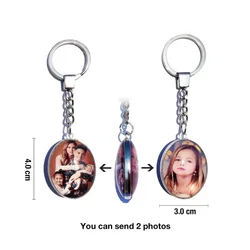 Custom Double-Sided Photo Keychain - Personalized Glass Cabochon Gift - Customized Type (DB30X40)