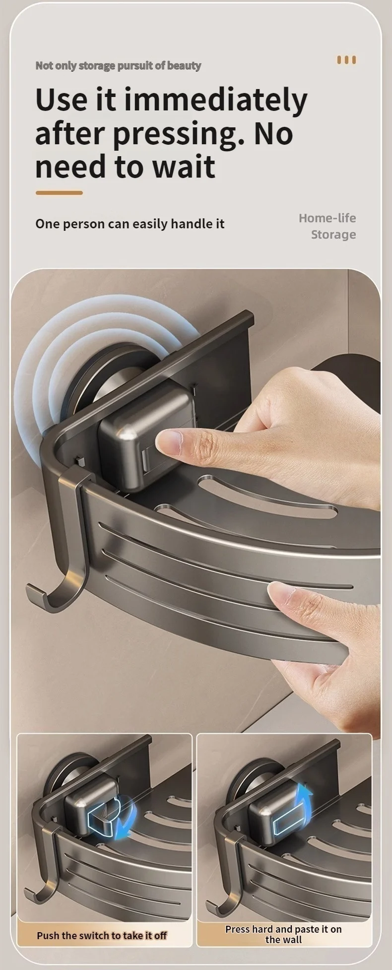 No-Drill Suction Cup Bathroom Suction Shelf Perforation-free Toilet Wall Mounted Shower Gel Triangle Basket Bathroom Shelf_voghion.com