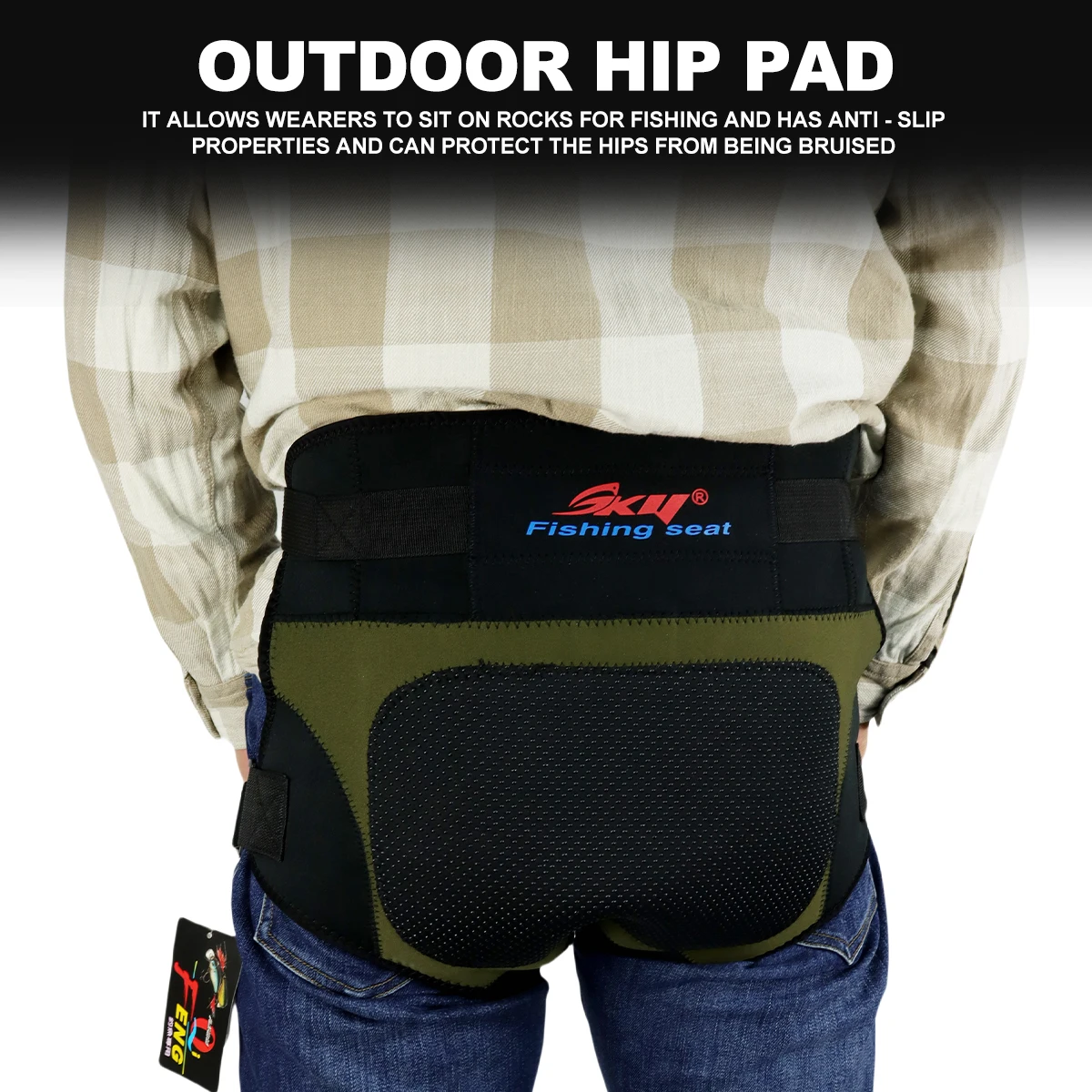 ZYZ Adjustable Sea Rock Fishing Seat Cushion Breathable Moisture Resistant and Anti-slip Thick Soft Fishing Hip Pads