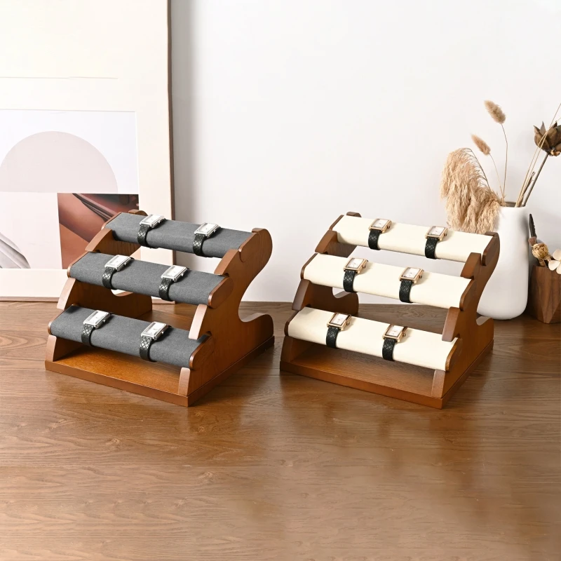 Supporto Per Bracciali A T In Velluto Nero 3 Livelli - Espositore Per Gioielli, Collane E Orologi