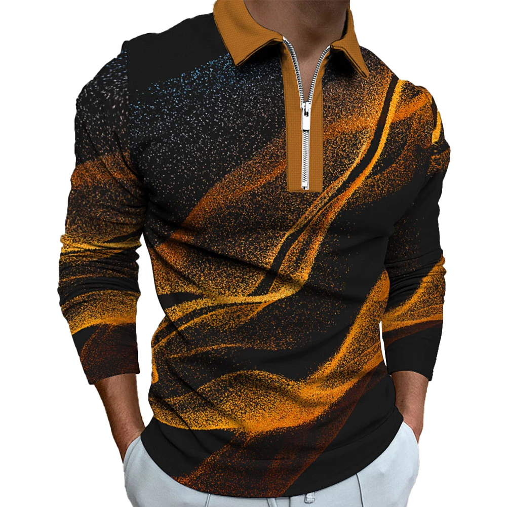 

T Shirt Blouse Shirt Long Sleeve Mens Muscle Print Slim Fit Sport Zip Casual Collared Casual Formal Comfy Fashion