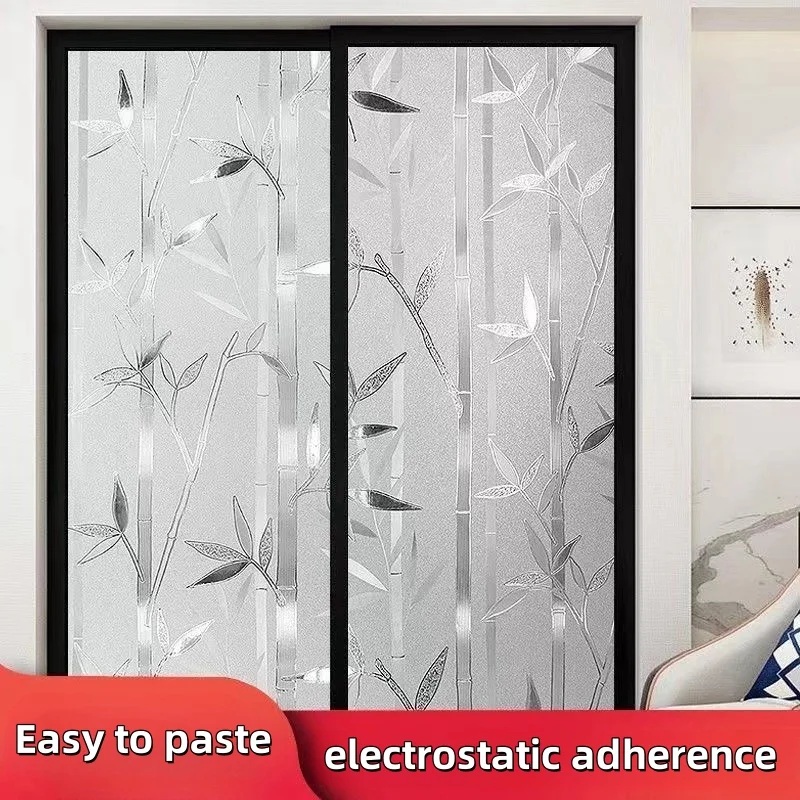Bamboo Pattern Glass Film Electrostatic Glue-Free Frosted Glass Sticker Bathroom Toilet Window Film Office Decoration Light-Transmitting Opaque window film window privacy film window sticker