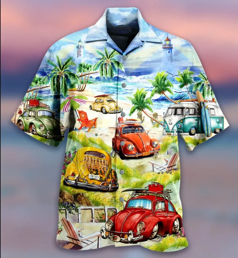 

Men's Short-Sleeved Hawaiian Shirt, Large Size 3D Printed Shirt, Game Character Style, Cuban Style, Summer Vacation, New Fashion