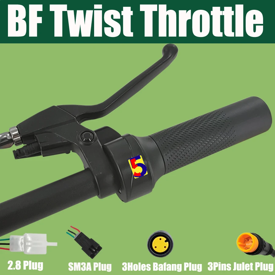 12V-84V Ebike Twist Throttle 22.2mm Handbar Bafang BBS01/BBS02/BBSHD Central Motor Throttle/Julet WP Plug/SM Plug Right Handle