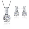 925 Sterling Silver Color Bridal Jewelry Set Classic Cubic Zircon Crystal Pendant  Necklace Stud Earrings for Women Girls Gift 1