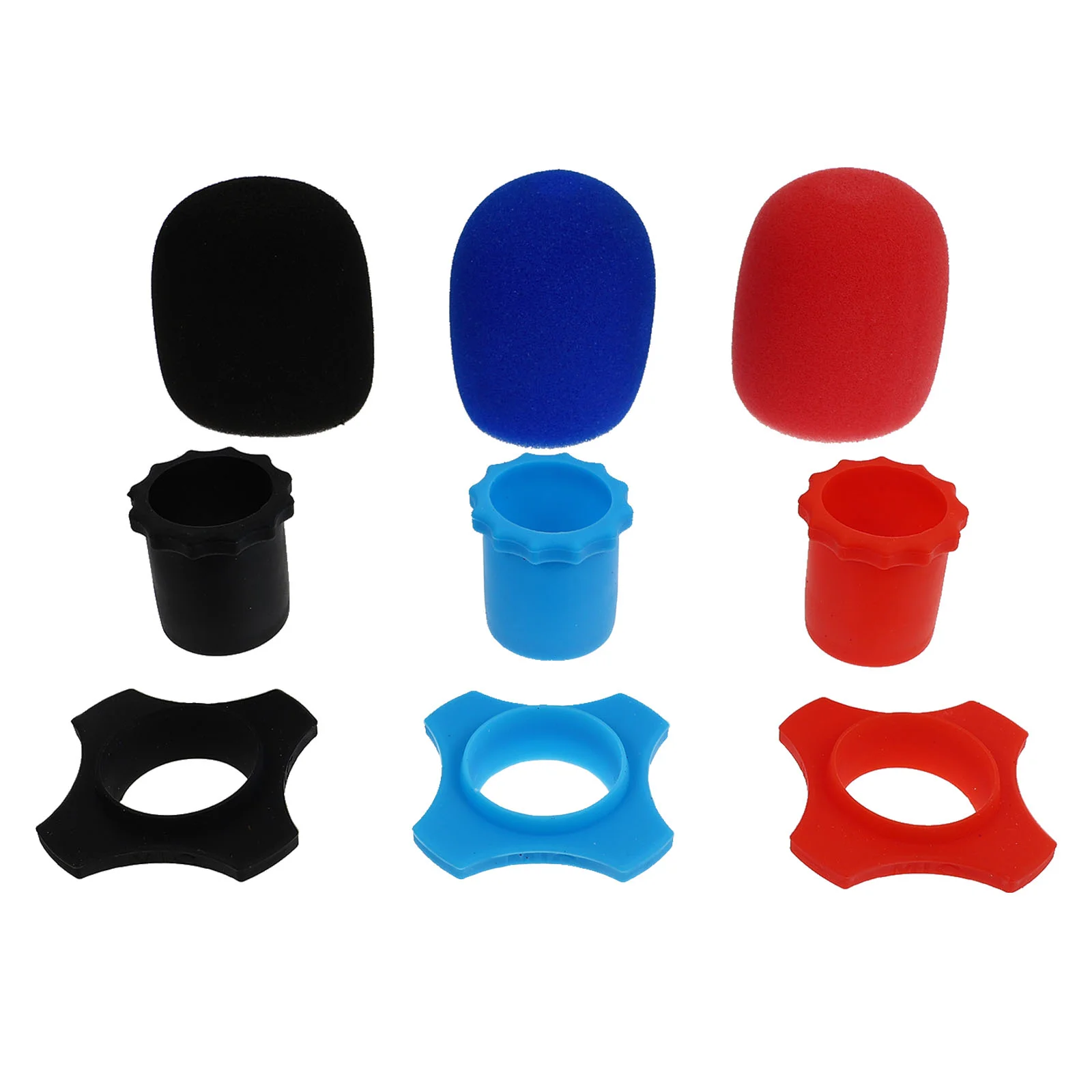 

9pcs Microphone Windscreen Sponge Cover with Rings Protector for Live Streaming Karaoke Mic Supplies