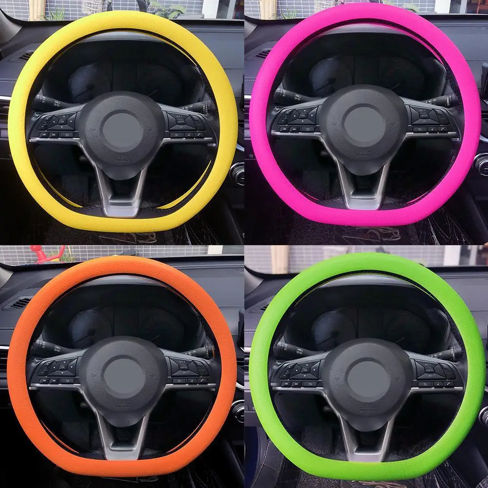 

Car Universal Silicone Steering Wheel Elastic Glove Texture Multi Soft Auto Decoration DIY Covers Color Cover Accessories C0F6