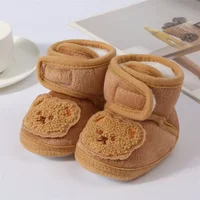 2024 New Baby Cute Shoes Children Soft Soled Walking Shoes Autumn Winter Cartoon Bear Newborn Infant Cotton Boots First Walkers 3