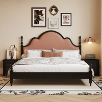 Lit Double de rangement noir haut de gamme chambre moderne Style français lit en bois famille Camarotes Para dortoir meubles de maison 2