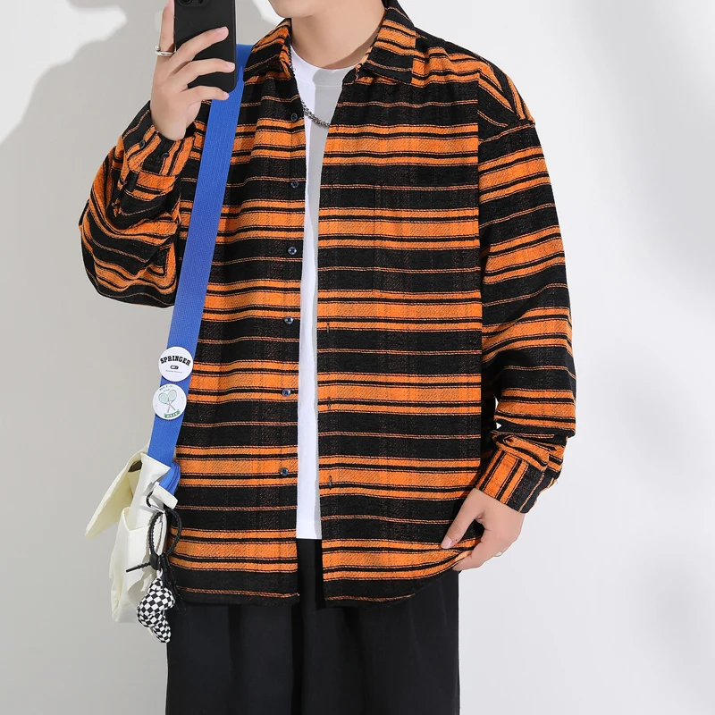 

Полосатая Мужская рубашка и блузка, мужские рубашки с длинным рукавом, новый год 2024, Популярная Корейская одежда, бесплатная доставка товаров, рабочая одежда
