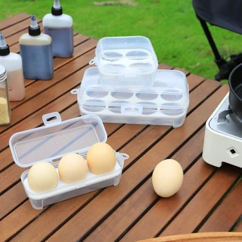 Portable Outdoor Egg Storage Box Shockproof Transparent Camping Egg Holder with Lid Leak Proof Container for Picnic BBQ Travel