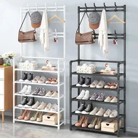 Shoe Rack Simple Floor Shoe and Hat Rack Load-bearing Living Room Organizer Clothes Hat Coats Shoes Combination Storage Shelf 1