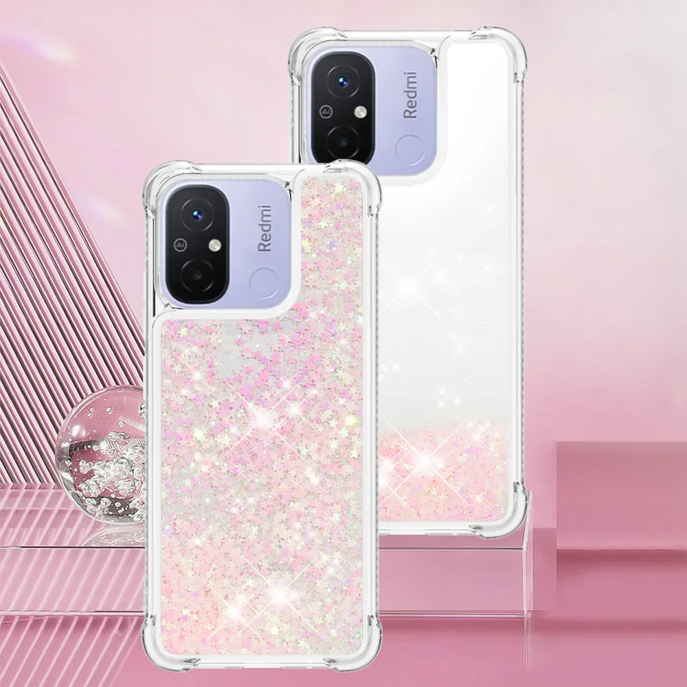 Sparkling Liquid Quicksand Phone Case with Clear Dynamic Glitter Design