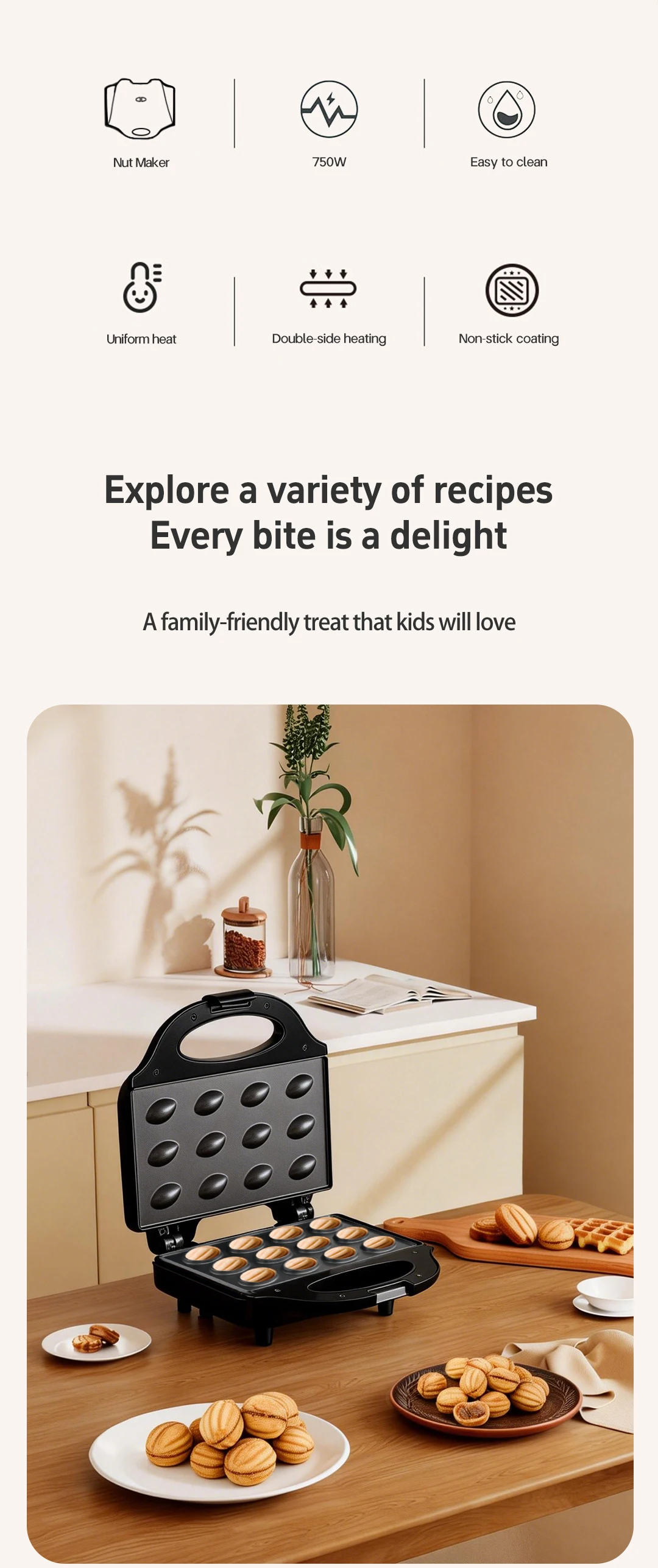 Yapışmaz cevizli kek kalıbı plakalarının yakın çekimi