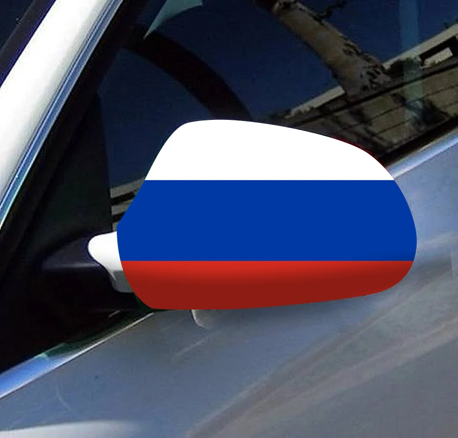 

Directly Delivery 2 Pcs Free Size Four-way stretch fabric Russia Russian Flags Car Mirror Cover