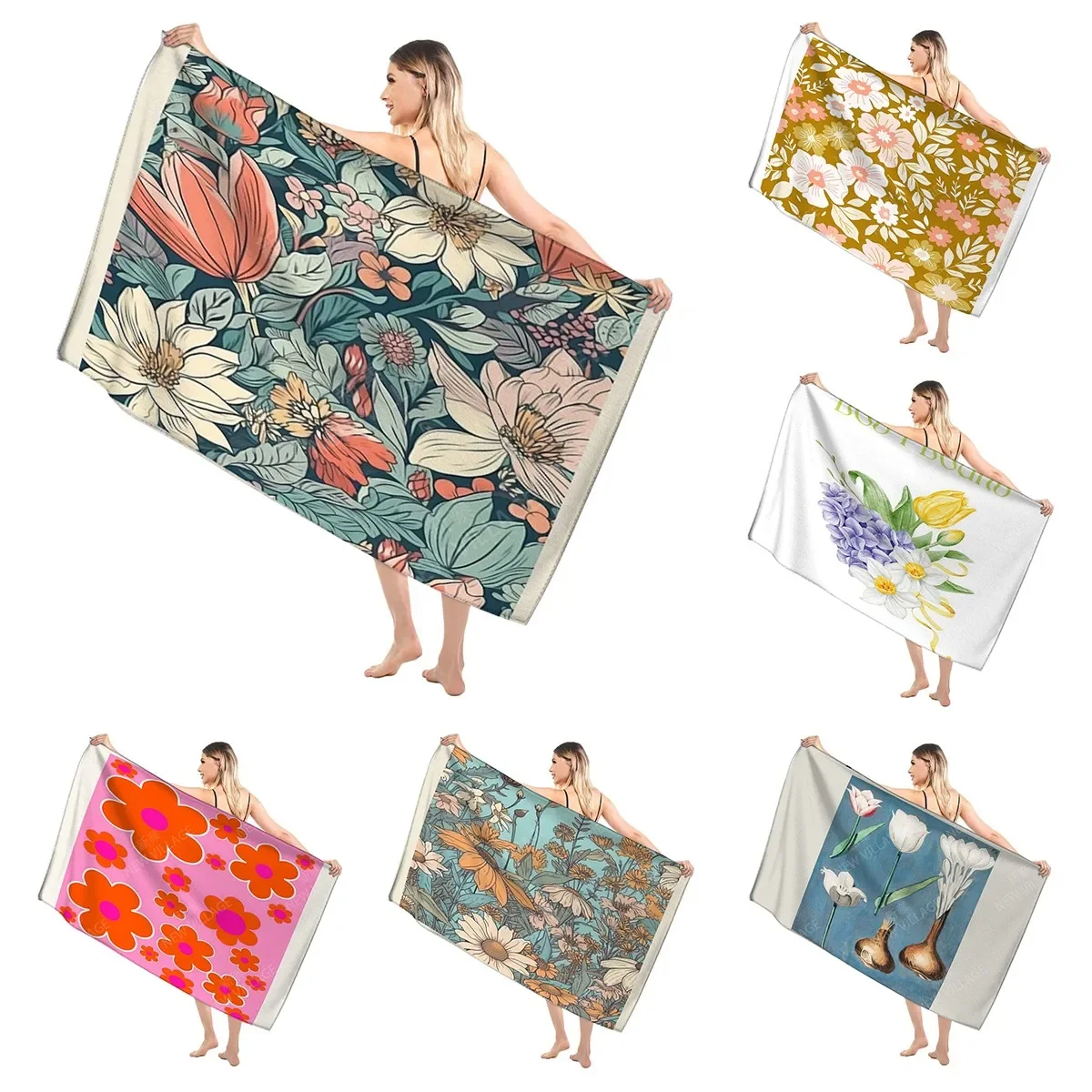 

Home bath towels for the body towels Morandi lines and flowers bathroom quick drying microfiber beach towel large sports towel