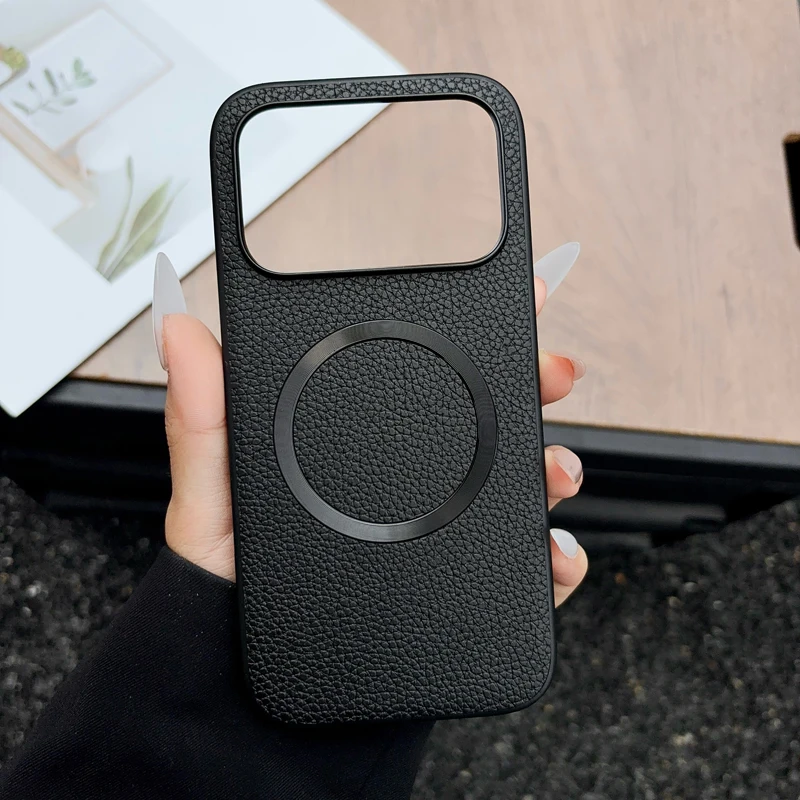 Premium Lichee Pattern PU Leather Magnetic Phone Case - Anti-Fall Protection