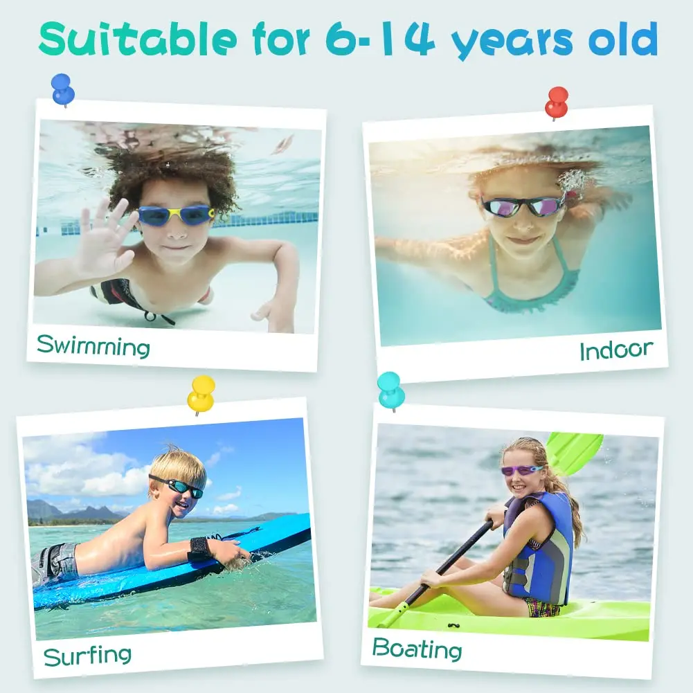 Kids Swimming Goggles Professional Anti-Fog/UV Protection No Leakage for 3-14 Years Girls Boys Swimming Goggles Gift Case swimming goggles swimming goggle box