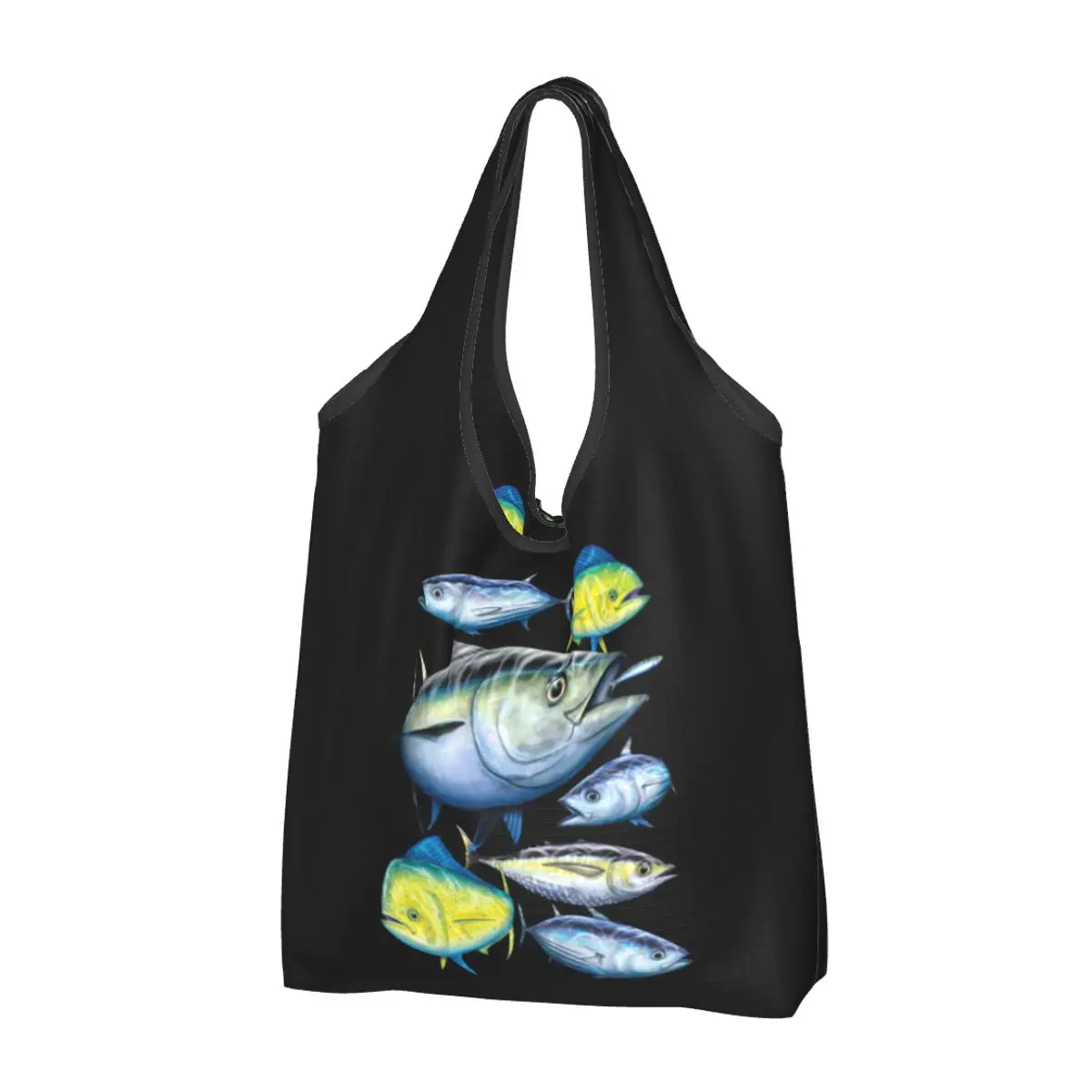 

Tuna And Mahi Mahi Shopping Bags Foldable Grocery Eco Bags Capacity Marine Art Gamefish Fishing Recycling Bags Washable Handbag