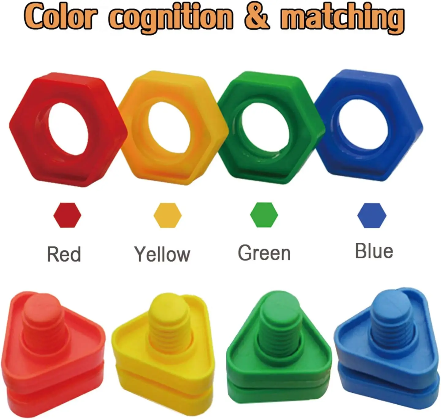 Plastic Nuts Bolts Set Engineering Toys 5pcs Educational Sensory Screwing Toy Colour Matching Shapes Building Toys Gift for Kids