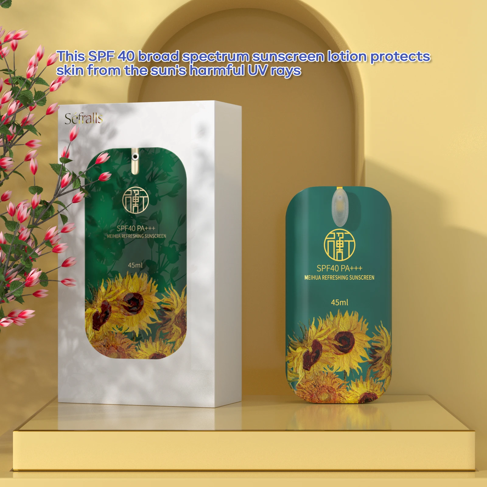S&eacute;fralls MEIHUA Refreshing Sunscreen 45ml SPF40 Weightless Hydration Face Sunscreen Travel Size Ultra Sheer Dry-To