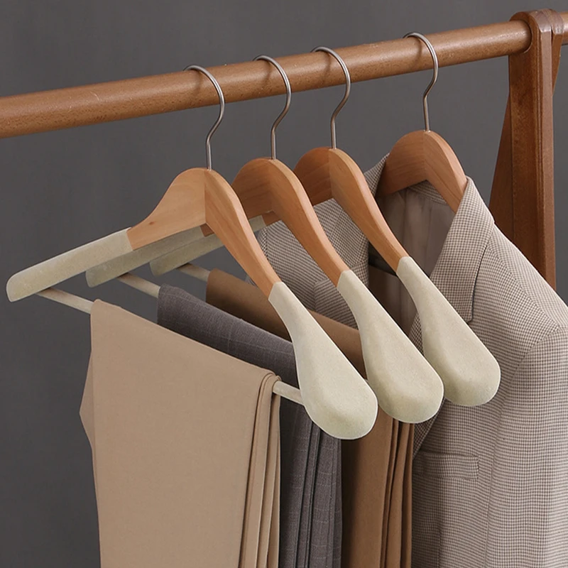 Non-Slip Flocking Wooden Suit Coat Hangers Closet Organizer