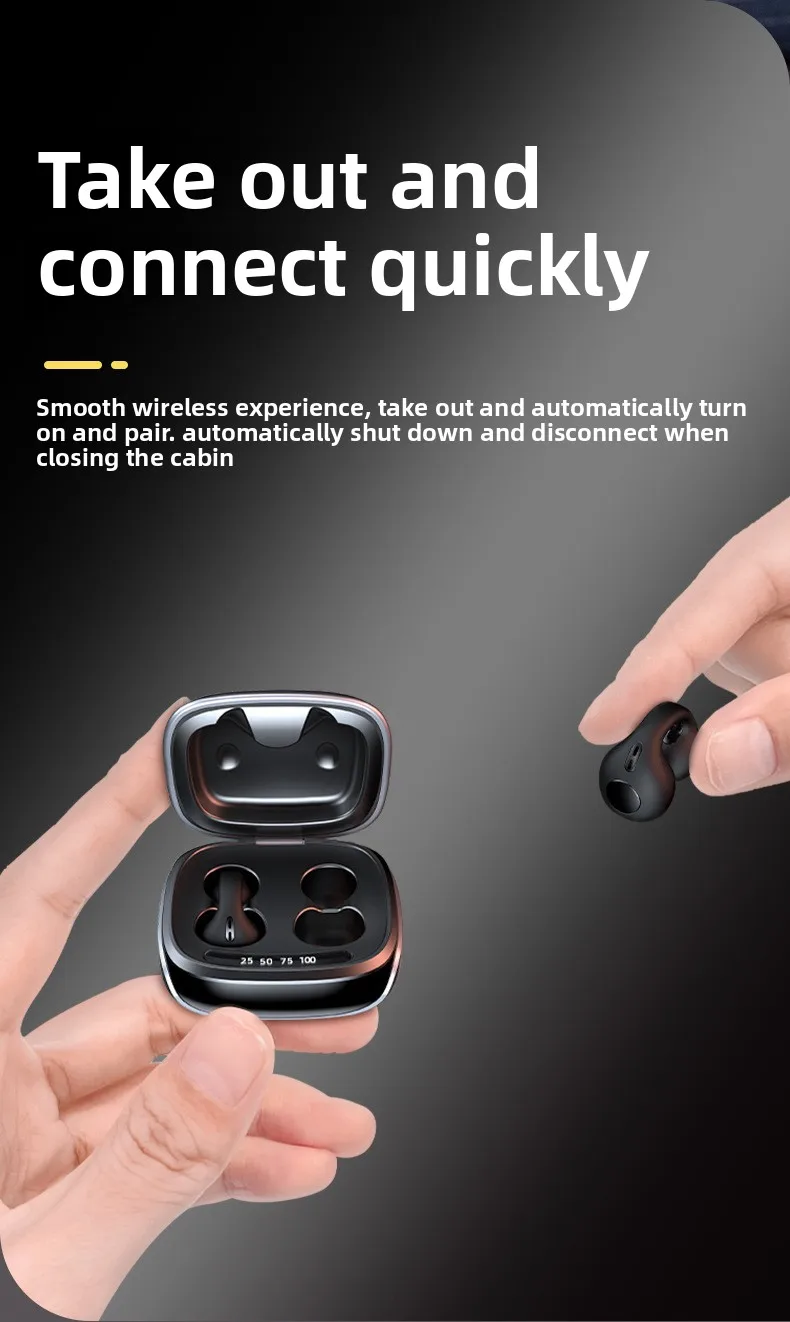 Air conduction pinch ear Bluetooth headphones with jet code noise reduction priv