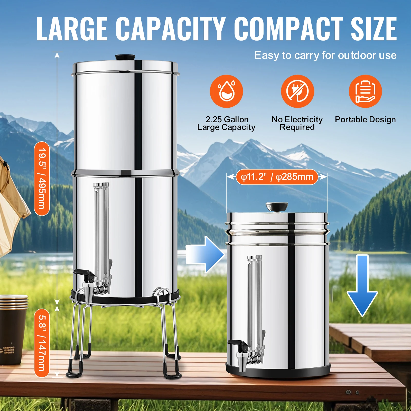 Large Capacity Gravity Water Filter System