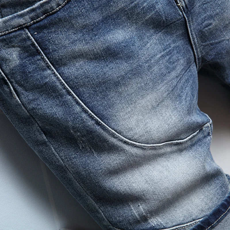 Men's Denim Pants Fashion Loose Wide Leg Jeans Casual Streetwear Printed Cross Trousers Pure Cotton Pants Baggy Men Jeans