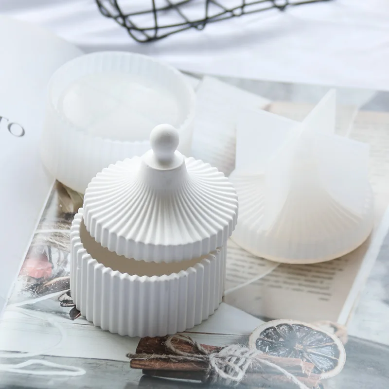 Storage Box with Lid Plaster Clay Mold Jewelry Organizer Epoxy Resin Molds Aromatherapy Candle Cup and Cover Cement |
