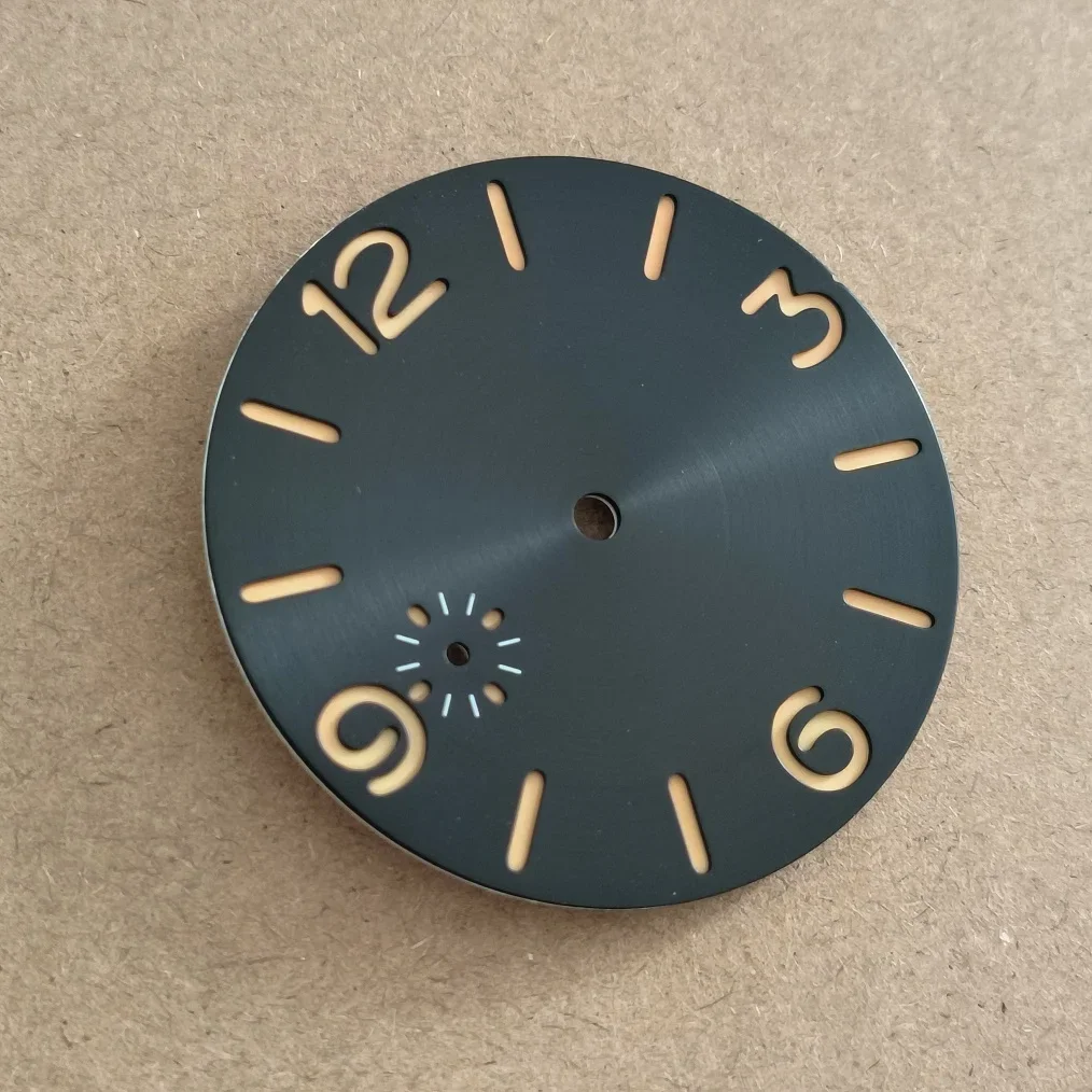 Watch parts 39mm Watch dial Sandwich Dark grey black dial Thickness 0.8mm Suitable for ST3600 ETA6497 movement Green luminous