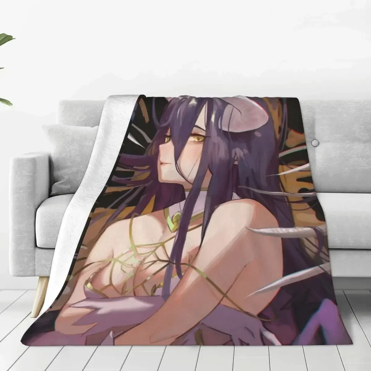 

Loli Albedo From Overlord Anime Knitted Blankets Flannel Soft Throw Blanket for Bedroom Sofa Bed Rug