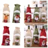 Giant Wine Glass Bottle Bag Christmas Gifts Linen Xmas Popular Cute Pattern Printed Covers Ornaments 2024 Home New Year'S Decor 1