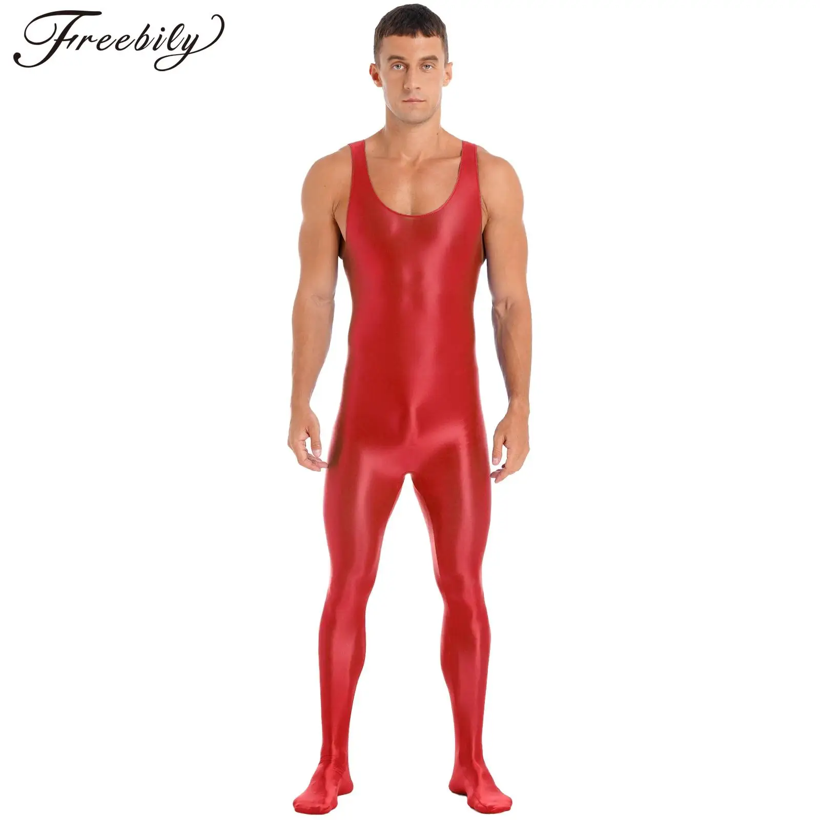 MensFullBodyBodysuitSolidColorSleevelessBalletGymnatics