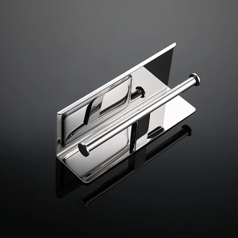 Stainless Steel Double Toilet Paper Holder Wall Mounted Toilet Roll Paper Towel Holder Cell Phone Bathroom Accessories