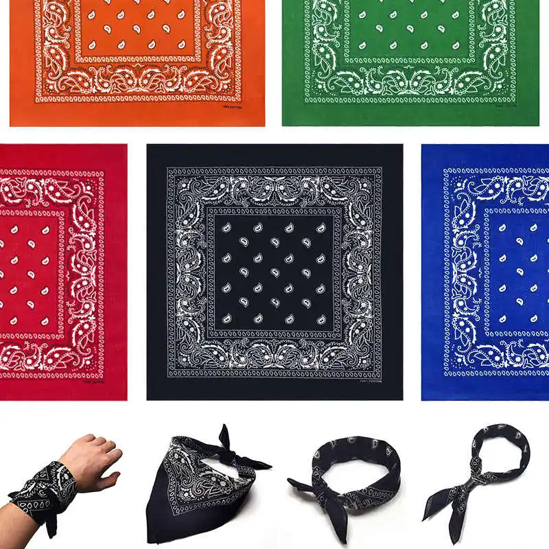 Cotton Bandana Hip Hop Cotton Bandana Square Cashew Scarf Headband Tie Dye Black Red Paisley Gifts For Women/Men/Boys/Girls
