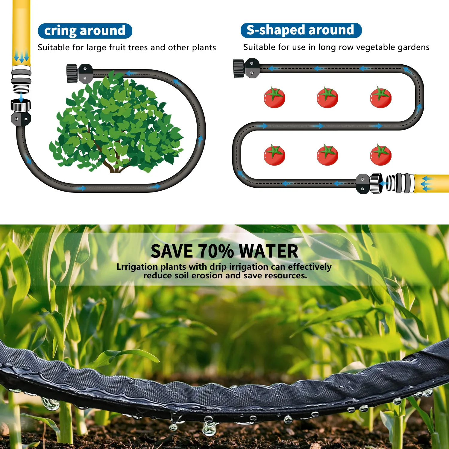 Garden Leaking Irrigation Soaking Microporous Tube Hoses Underground Watering Hose Flexible Water Jardin Irrigation CleaningTool