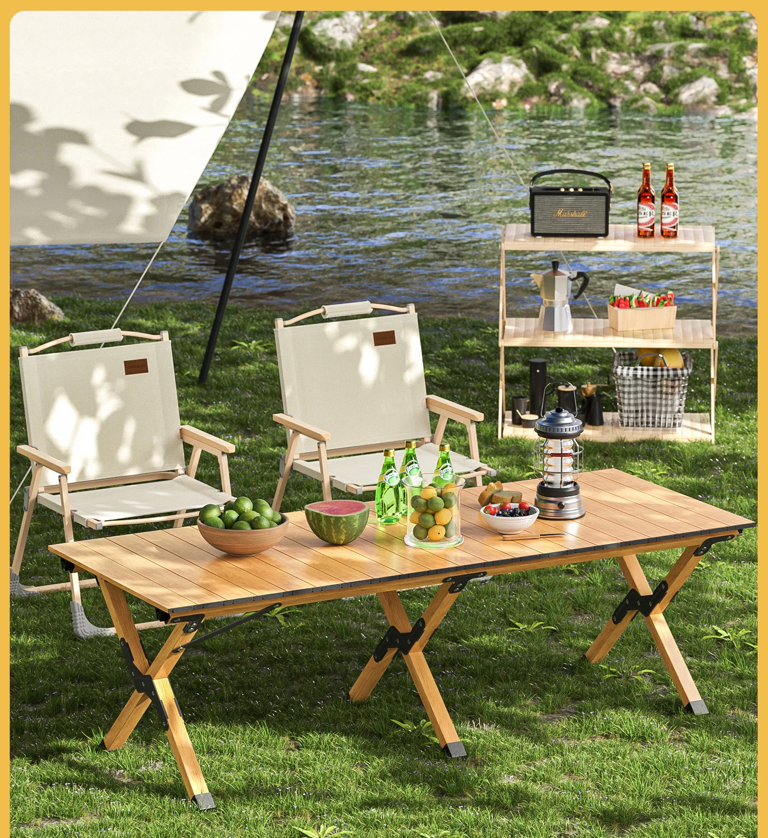 

Outdoor folding table Portable Chicken rolls table Picnic camping table and chair equipment supplies